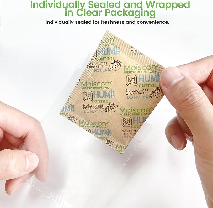 30 Pack 62% RH 8 Gram Two-Way Humidity Control Packs for Storing 1 oz, Size 8 Moisture Control Packets Individually Wrapped - Image 4
