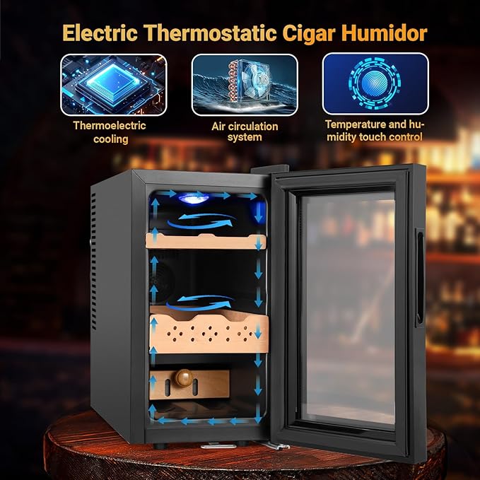 25L Cigar Electric Humidor, 200 Counts Large Capacity,Thermostatic Electric Cooler Cabinet with Digital LED Screen, Safety Lock,Smart Humidity & Temp Control, Gifts for Men - Image 3