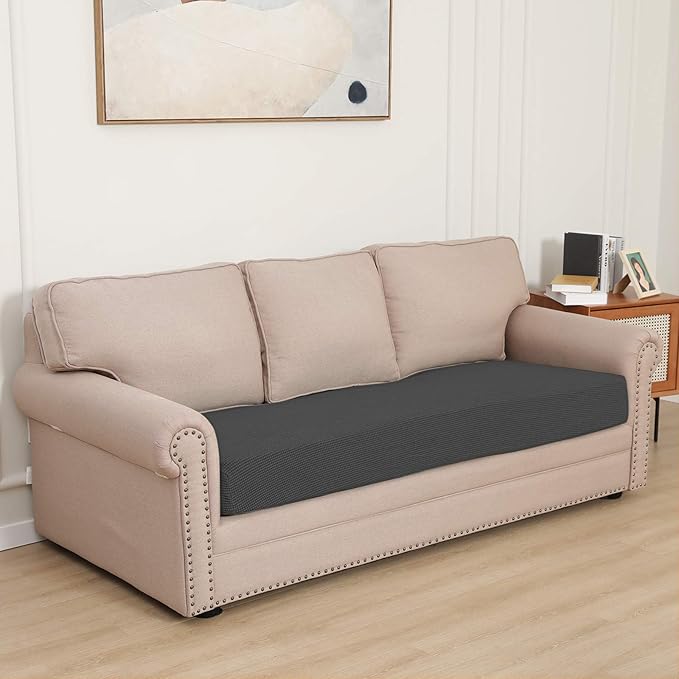 Easy-Going Stretch Cushion Cover Sofa Cushion Furniture Protector Sofa Seat Sofa slipcover Sofa Cover Soft Flexibility with Elastic Bottom(Oversized Sofa Cushion, Dark Gray) - Image 2