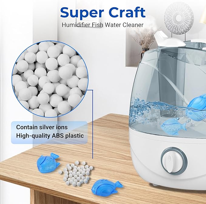 Funmit Humidifier Cleaning Fish, 12 Pack Humidifier Cleaner for Humidifiers and Fish Tanks, Purifies Water, Prevents Hard Water Build-Up, Reduces Scale, Blue - Image 2