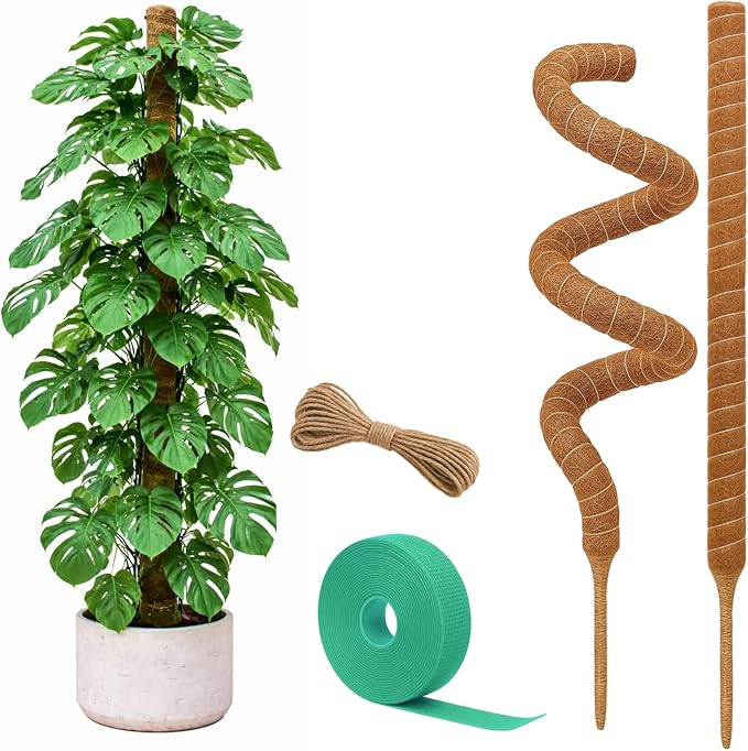 Moss Pole Monstera Plant Support – 2 Pack 28” Bendable Moss Pole Monstera Plant Support, Plant Stakes for Indoor Plants, Tall Plant Sticks Support for Climbing Plants by Craft911byLIME