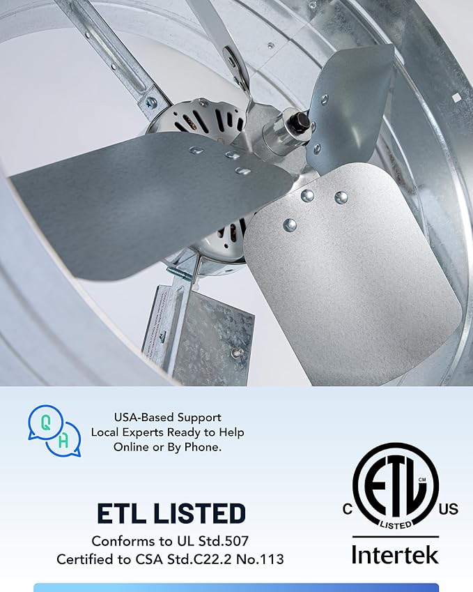 iLiving ILG8G14-12T Automatic Gable Mount Attic Ventilator Fan with Adjustable Thermostat, 2.85 Amp, 2339 CFM, Single-Speed | Automatic, 2339 CFM, 3.10 Amp, Single-Speed - Image 8
