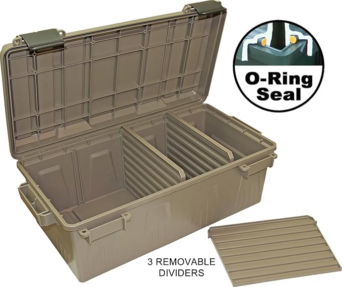 MTM ACDC30, Divided Ammo Crate Utility Box, Water- Resistant, Stackable, Snap Latch, USA Made, Dark Earth - Image 3