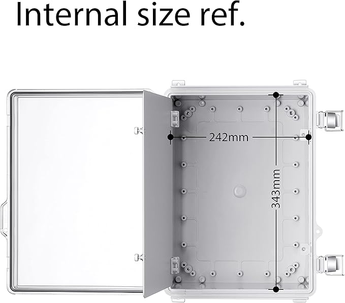 Junction Box, IP67 Waterproof Plastic Enclosure for Electrical Project, Hinged Grey Cover, Includes Mounting Plate and Wall Bracket (Transparent Cover with Inner Door, 14.6"×10.6"×5.9") - Image 4