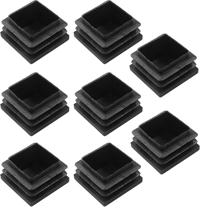 8 Pack 1-1/4" Square Plastic Plugs, Black Tubing End Caps Plugs Insert for Square Tube and Furniture Legs by Bonsicoky