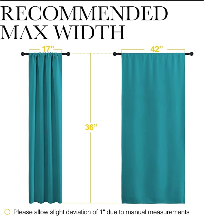 NICETOWN Peacock Blue Blackout Curtains Panels for Window, Thermal Insulated Rod Pocket Blackout Drapes/Draperies for Living Room (2 Panels, W42 x L36 inches) - Image 7