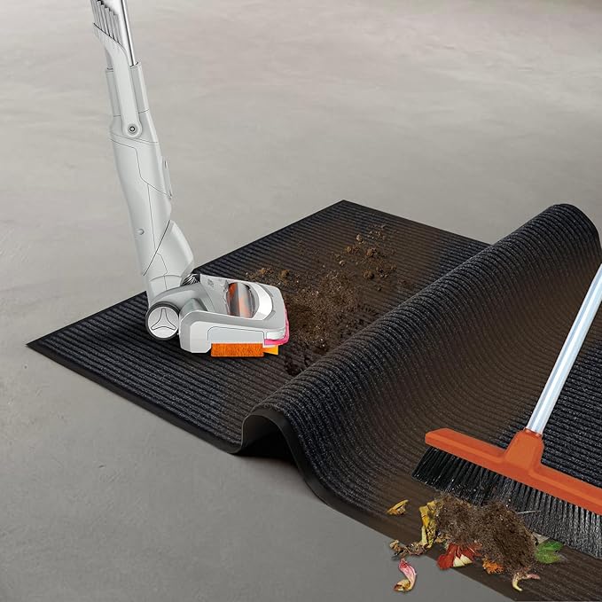 Durable Rubber Door Mat - Heavy Duty, Indoor/Outdoor, Easy Clean, Waterproof, Low-Profile Mat for Entry, Patio, Garage - Stylish (Charcoal, 10' x 3' (Mud Trapper)) - Image 6