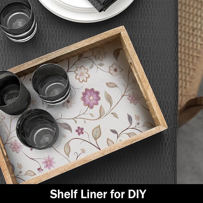 Floral Non-Slip Drawer Liner, Non-Adhesive and Strong Non-Slip Floral Shelf Cabinet Drawer Liners for Kitchen, Waterproof Cupboard Liners,Easy to Clean,12IN x 10FT - Image 9