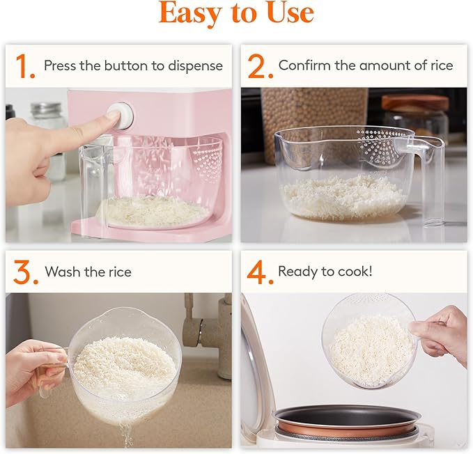 Lifewit Rice Dispenser 25 Lbs(11.3kg), Rice Storage Container Sealed Moisture Proof with Measuring Cup for Kitchen Pantry Household, BPA-Free, 1 Pack Pink - Image 8