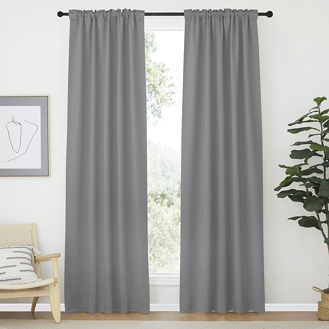 NICETOWN Blackout Curtain Panels Window Draperies - (Silver Grey Color) 42-Inch Wide x84-Inch Long, 2 Pieces, Home Decoration Light & Noise Reducing Window Covering Room Darkening Drapes for Bedroom - Image 2