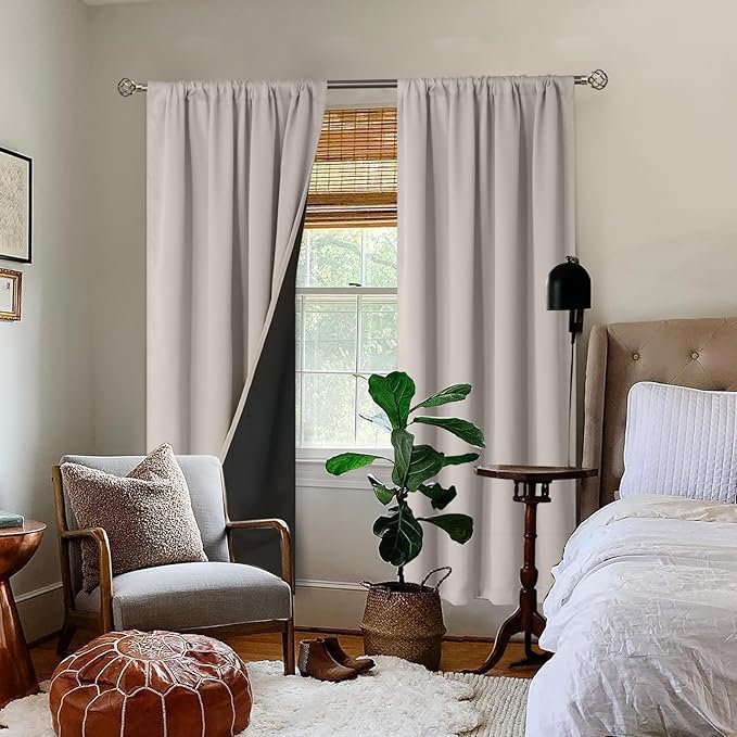 BGment Cashmere Blackout Curtains for Bedroom, Full Room Darkening Thermal Insulated Soundproof Rod Pocket Window Curtains Drapes 72 Inch Length, 2 Panels, Each Panel 42 Inch Wide - Image 2