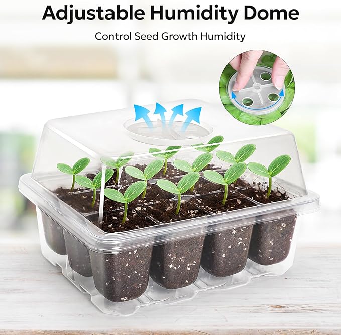 MIXC 10 Packs Seed Starter Tray Seed Starter Kit with Humidity Dome (120 Cells Total Tray) Seed Starting Trays Plant Starter Kit and Base Mini Greenhouse Germination Kit for Seeds Growing Starting - Image 3