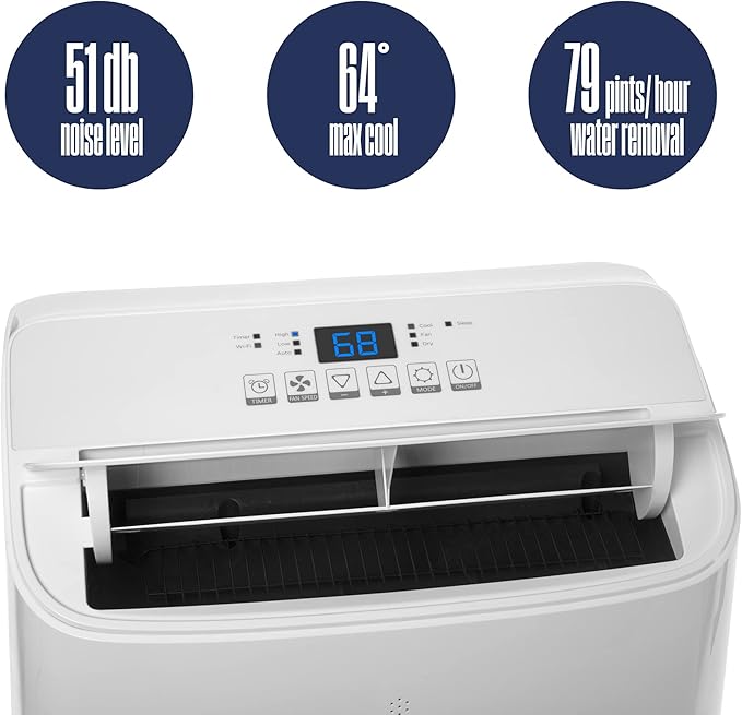 Westinghouse 14,000 BTU Air Conditioner Portable For Rooms Up To 700 Square Feet, Portable AC with Home Dehumidifier, Smart App, 3-Speed Fan, Programmable Timer, Remote Control, Window Kit, White - Image 10