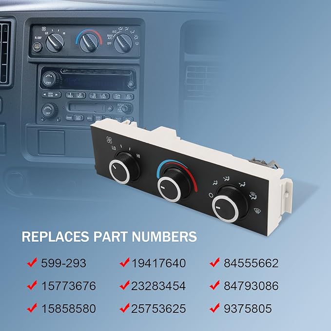 Front A/C Heater Climate Control Module Compatible with 2001-2014 Chevrolet Express 1500 GMC Savana 1500 2001-2021 Chevrolet Express 2500 3500 GMC Savana 2500 3500 Replace# 599-293, ‎15773676 - Image 2