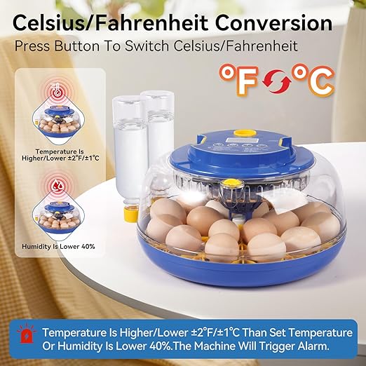 18 Egg Incubators for Hatching Eggs, Chicken Egg Incubator with Automatic Egg Turning and Temperature Humidity Control, 360° Clear View Lid or Home, Farm, Classroom, Hatching Chicken, Duck,Quail,Goose - Image 4