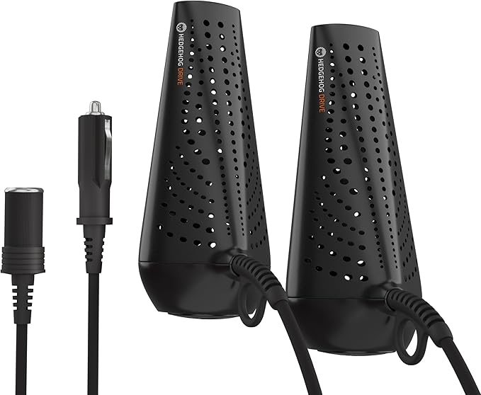 Hedgehog DRIVE Portable Shoe Dryer – Boot Dryer for Work Boots with Dual 12V AC/DC Power – Compact Glove Dryer, 80W Heat, Fast Drying in 15 Minutes, Lightweight Travel Gear Dryers by HedgehogDryer
