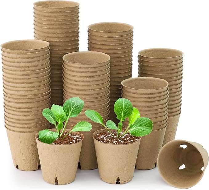 120 Packs 3.15 Inch Peat Pots, Biodegradable Pots for Seedlings with Drainage Holes, Herb Seed Starter by Bluepro
