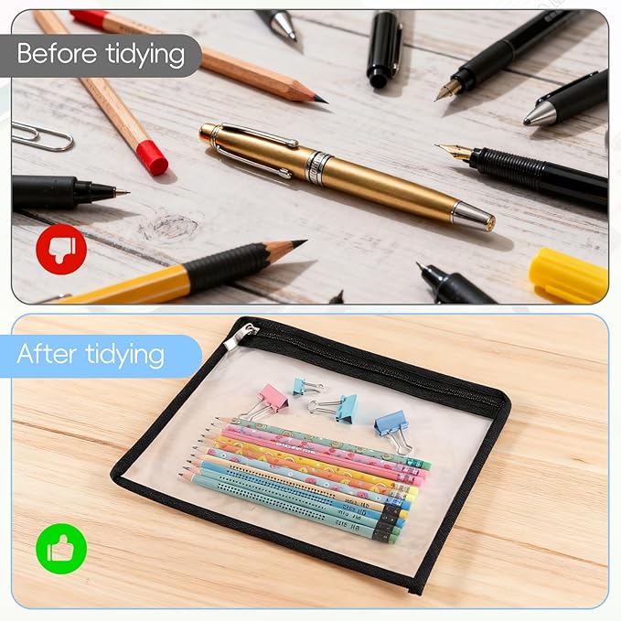 8 Pcs Clear Zipper Pouches, Clear Pencil Pouch,PVC Waterproof Makeup Pouch Envelopes Folder Storage,Document File Organization Bags for Home Office Supplies(10.6 x 8.3inch) - Image 3