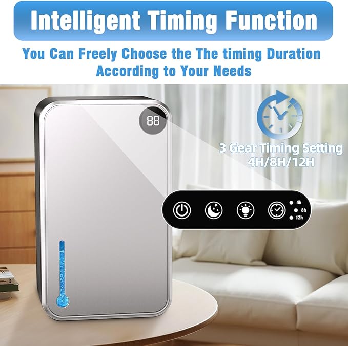 Dehumidifier,Scozza Small Dehumidifiers for Room for Home, Quiet with Auto Shut Off, Dehumidifiers for Bedroom (280 sq. ft), Bathroom, RV, Closet,Bedroom, Basement, 7-color LED light,Grey - Image 4
