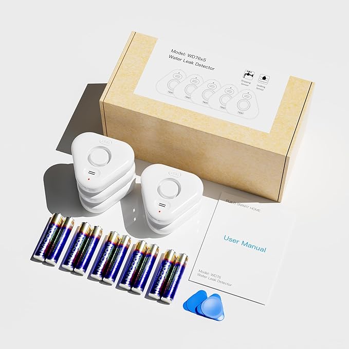 5 Pack Water Leak Detectors for Home, Stechro 4 Levels Adjustable Audio 0-120dB Water Sensor Alarm Leak Detector with Leak and Drip Alert, IP66 Water Leak Sensor for Basements Kitchen Sink Laundry - Image 8