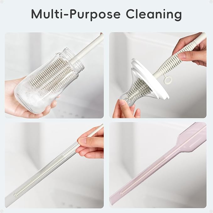 Silicone Cleaning Brush Kit,Water Bottle and Straw Cleaner Brush Set for Tumbler,Baby Bottle,Breast Pump Part,Nipple,Sippy Cup,Glass,Dishwasher Safe,BPA Free,3 Pcs - Image 5