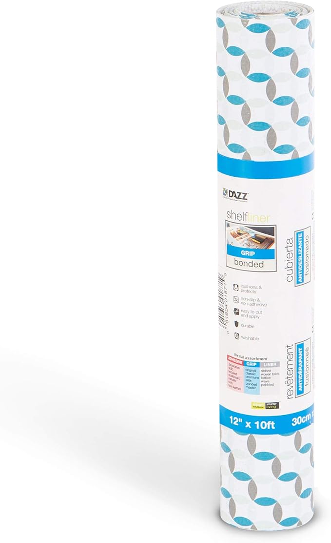 Smart Design Bonded Grip Shelf Liner - 12 Inch x 10 Feet - Non Adhesive, Strong Grip Bottom, Easy Clean Kitchen Drawer, Cabinet, Cupboard Dresser Protector Cover, Non Slip Rubber Mat - Ocean Origami - Image 2