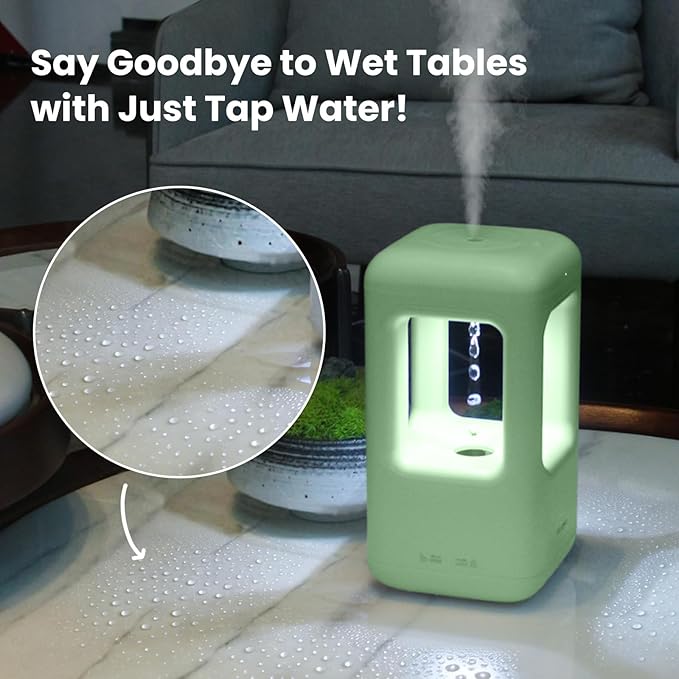 Green Mini Humidifiers for Bedroom & Plants - Small Desktop Humidifier, Portable Cool Mist for Nightstand, Desk, Indoor Plants - Quiet Personal Humidifier (0.6L, Auto Shut-Off) - Image 7