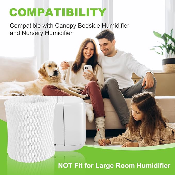 4 Pack Humidifier Wicking Replacement Filter Compatible with Canopy Bedside and Nursery Humidifier, Wood Pulp & Paper Filter, Honeycomb Filtration Design - Image 3