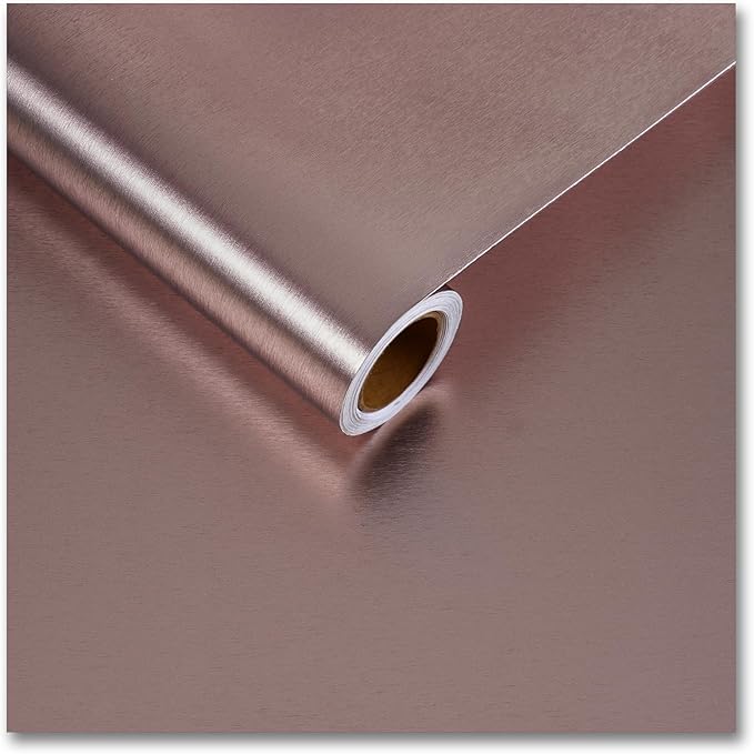CRE8TIVE 12"x80" Rose Gold Stainless Steel Contact Paper for Kitchen Wallpaper Peel and Stick Brushed Metallic Wallpaper Heat Resistant Self Adhesive Metal Vinyl for Appliance Dishwasher Fridge Covers by CRE8TIVE