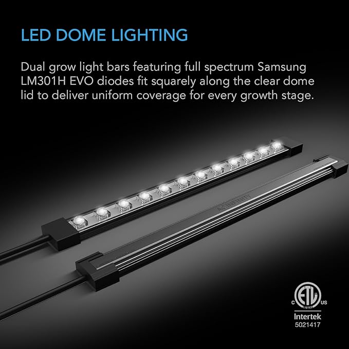 AC Infinity Heavy-Duty Large Humidity Dome 6x12 Germination Kit, Full Spectrum LED Grow Light Bars w/Samsung LM301H EVO LEDs, Heat Mat, 3 mm Thickest Dome, Trays, Extension Panels, for Seed Starting - Image 6