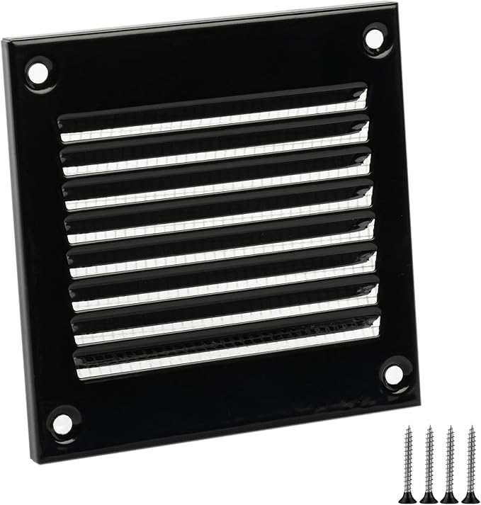 2x2 Vent Cover (Duct Opening) - Black HVAC Return Air Grille for Wall and Ceiling - Metal AC Vent Cover with Mesh - Rectangular Ventilation Register - External Dimensions: 3.94" W x 3.94" H by TURvent