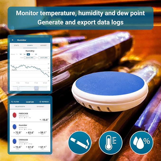 Bluetooth Compatible Thermometer, Hygrometer & Dew Point Sensor and Logger, Smart Temperature Humidity Monitor, Unlimited Phone Storage. Simple Data Export. Made in USA - Image 9
