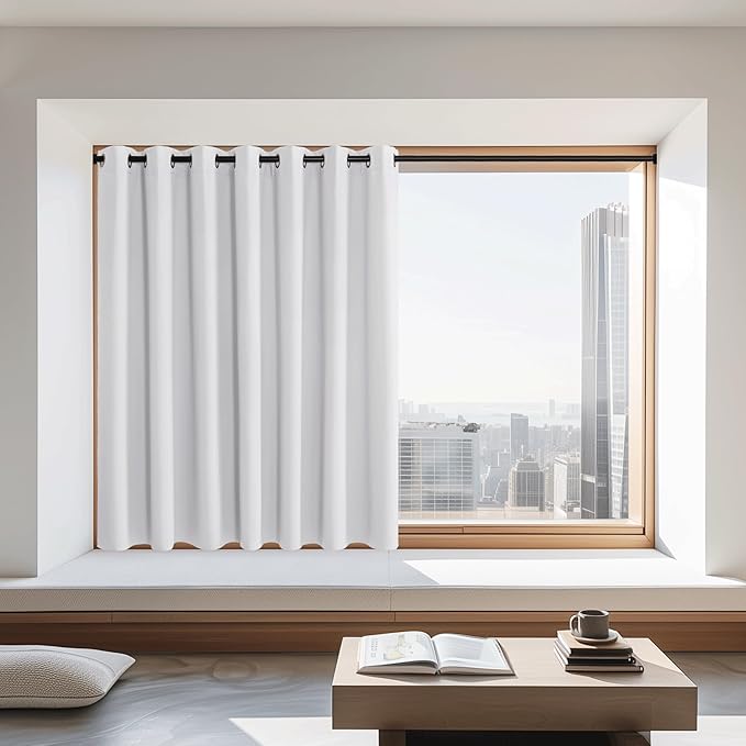 NICETOWN Greyish White Room Darkening 72 inch Curtain, Grommet Thermal Insulated Light Blocking Sound Reducing Window Treatment for Bedroom/Sliding Glass Door, W100 x L72, 1 Panel by NICETOWN
