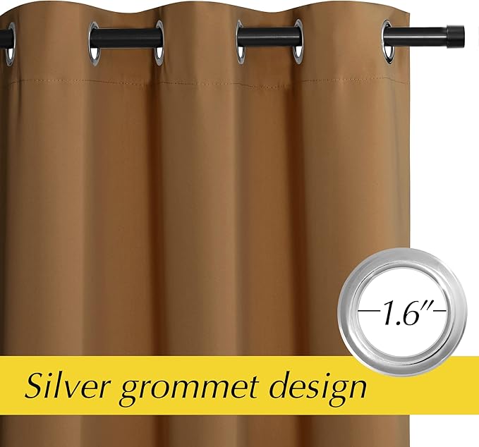 NICETOWN Thermal Insulated Door Curtains for Doorway Divider, Privacy Covering Blackout Light Blocking Curtain for Bedroom Closet/Sliding Glass Patio, 42" W x 80" L, Gold Brown, 1 Panel - Image 3
