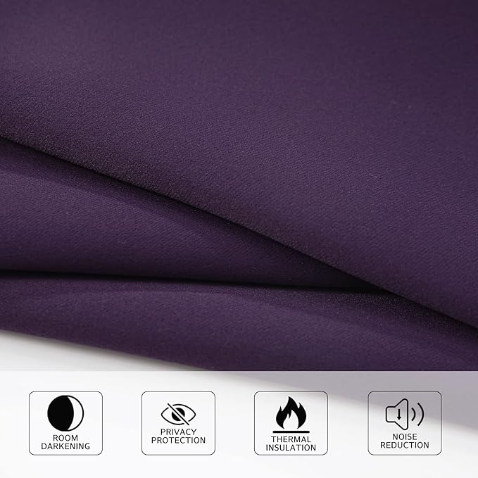 MYSKY HOME Blackout Door Curtains for Bedroom Grommet Top Closet Curtain for Doorway Thermal Insulated Room Darkening Drapes for Living Room, 1 Curtain Panel, 34 x 80 Inch, Royal Purple - Image 5