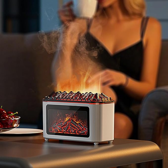 Aroma Diffuser with Fireplace Effect | 160 ml Ultrasonic Quiet Humidifier with 7 Flame Colours | Oil Diffuser – for Office Bathroom Car Spa Room Yoga Meditation Classroom Hotel - Image 2