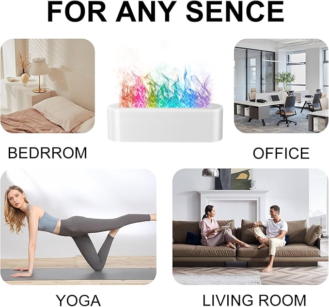 Flame Air Aroma Diffuser Humidifier, Upgraded 7 Flame Colors Aromatherapy Aroma Diffusers for Home, Bedroom, Office, Yoga, Timer & Waterless Auto Off 150ml - Image 6
