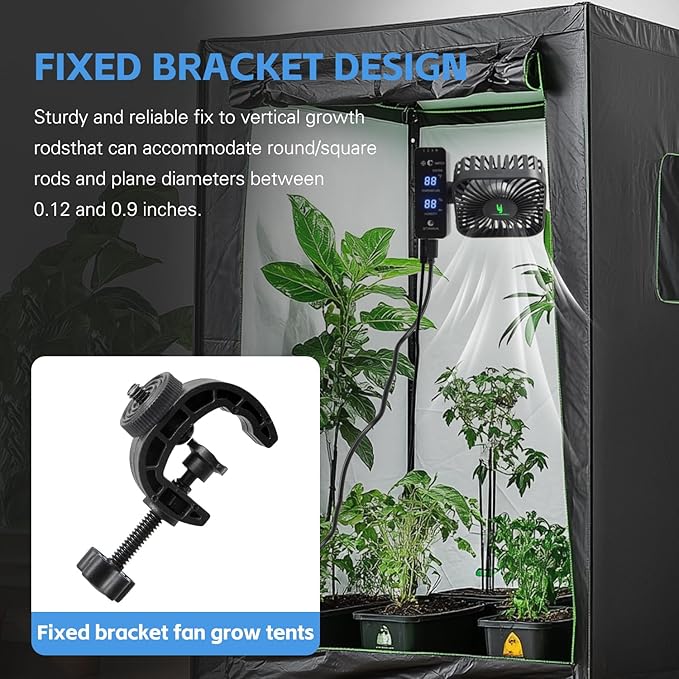 4" Smart Grow Tent Fan with Auto Climate Control - 4-Speed Oscillating Circulation Fan with LCD Display for Hydroponics, Greenhouse, Reptile Enclosure - Precise Temp & Humidity Monitoring - Image 3