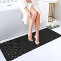 Bambo Bath Mat Bathroom Runner Long Large Rugs Floor Wood Shower Bathtub Waterproof Non Slip Accessories 16x48 Inch Easy to Clean,Black,1 pc by Fovlaurs