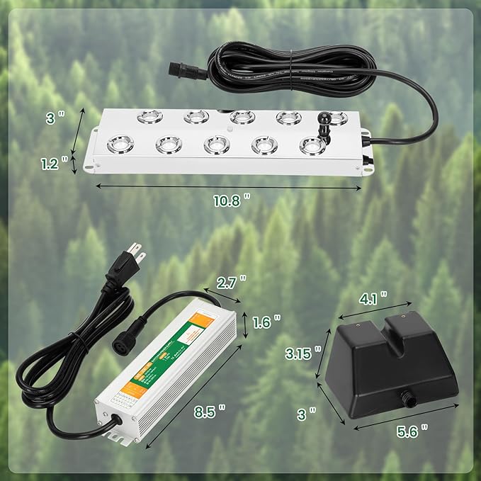 Ultrasonic Mist Maker Fogger 10 Head(8400ml/H),110V 350W Power Water Proof Ultrasonic Mister,Ultrasonic Fogger Humidifier with Float,for Vegetable Preservation,Landscape,Halloween Atmosphere - Image 6