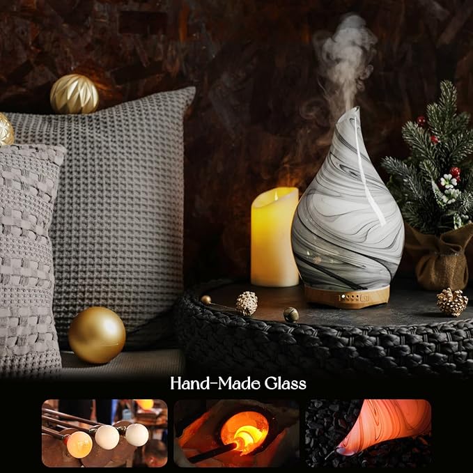 Porseme 280ml Essential Oil Diffuser Glass Color Changing Aroma Air Diffusers Aromatherapy Ultrasonic Cool Mist Humidifier 7 Running Hours Waterless Auto-Off for Sleeping, Yoga, Office, Spa (Ink) - Image 5
