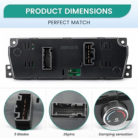 55056826AB A/C Heater Climate Control Module, Compatible with Dodge Ram 1500 AC 2009 2010, Heater Control Switch Module Panel for Truck Climate Regulation, Replace 55056826AB 55056826AC 55056826AD - Image 3