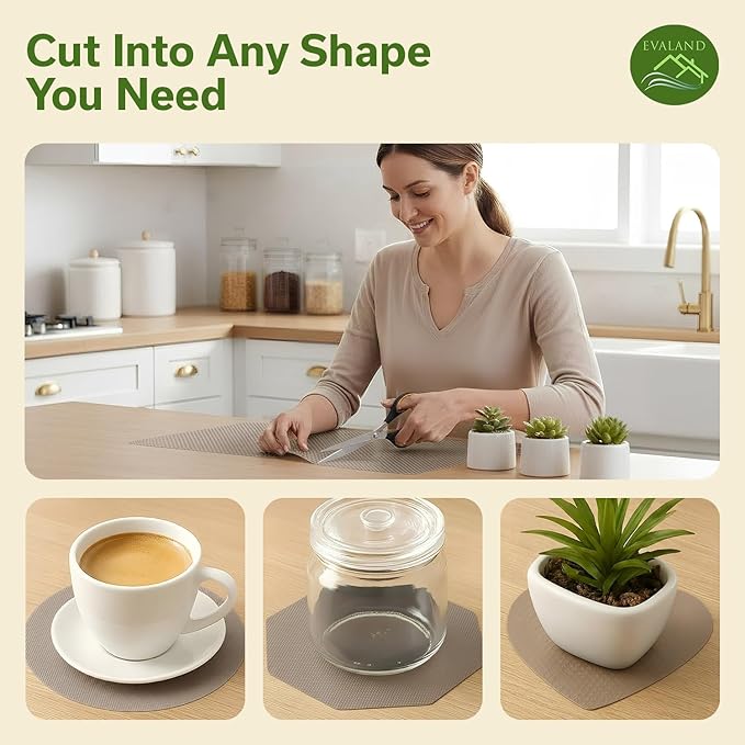 EVALAND Shelf Liners for Kitchen Cabinets Non-Adhesive 12" x 33 FT Beige Drawer Liner Non Slip, Washable Cabinet Liner, Waterproof Shelf Liners for Cabinets, Refrigerator Bathroom Pantry Cabinet Mat - Image 9