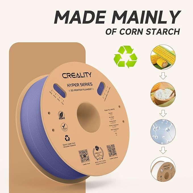 Official Creality Hyper PLA Filament 1.75mm, High Speed PLA 30-600mm/s Rapid 3D Printer Filament, Dimensional Accuracy +/-0.02mm, Fit Most FDM 3D Printers, 1KG(2.2lbs) Spool Very Peri - Image 5