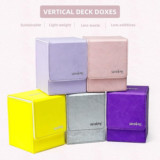 Magic Card Deck Box for MTG Single Deck Card Box fits 100+ TCG Sleeved Cards Tyvek® Paper Card Box Top Loading Card Boxes Magic Gift for MTG TCG CCG (Vertical,Pink) - Image 6