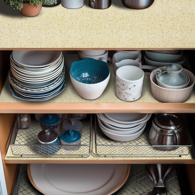 Beige Non-Adhesive Cabinet & Drawer Liner, 18in x 16FT, Durable Waterproof Anti-Slip Shelf Liner - Image 7