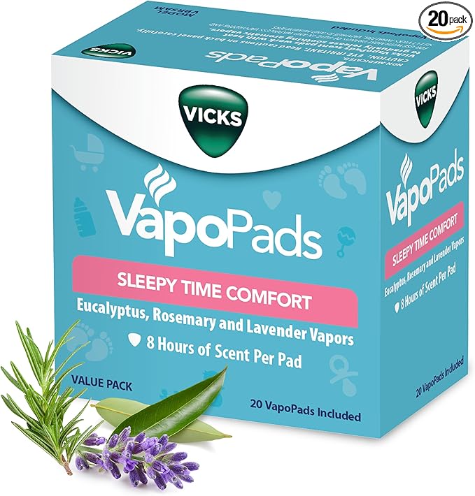 Vicks VapoPads Sleepy Time Comfort - Vapor Pads Refill for Vicks Humidifiers and Steam Inhalers - Rosemary, Lavender, and Eucalyptus, 20-Pack, Box Color May Vary by VicksDevices