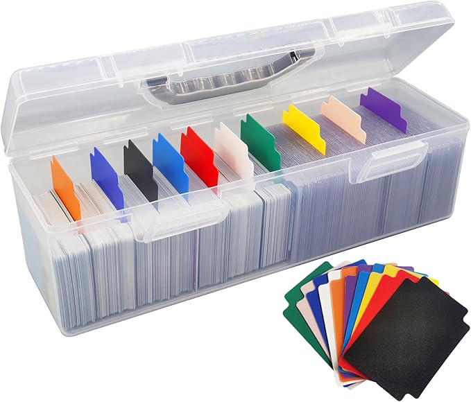 Plastic Trading Card Storage Box, Toploader Baseball Football Sports Card Storage Case with Handle, Clear Playing Card Holder, Holds Up to 200 Toploaders 750 Cards, Fit for Toploader and Standard Card by Unknown