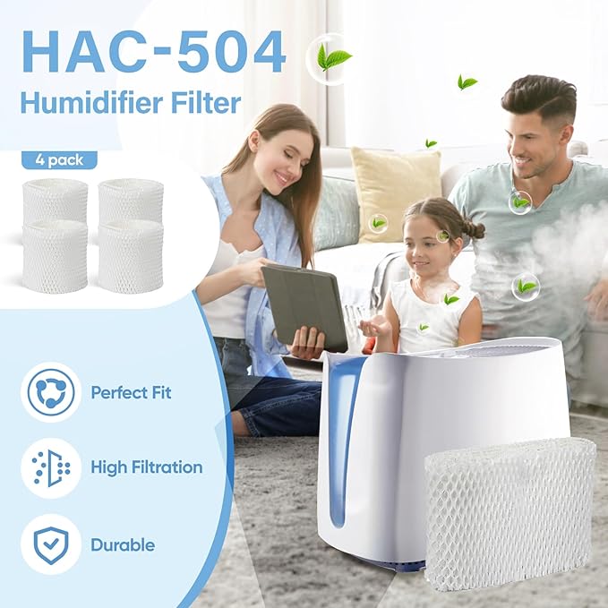 4 Pack HAC-504 Humidifier Wicking Filter Compatible with Honeywell HCM-350,HCM-300T, HCM-600, HCM-710, HCM-315T,HAC-504 and HAC-504AW Cool Mist Humidifiers, Replacement Filter A - Image 5