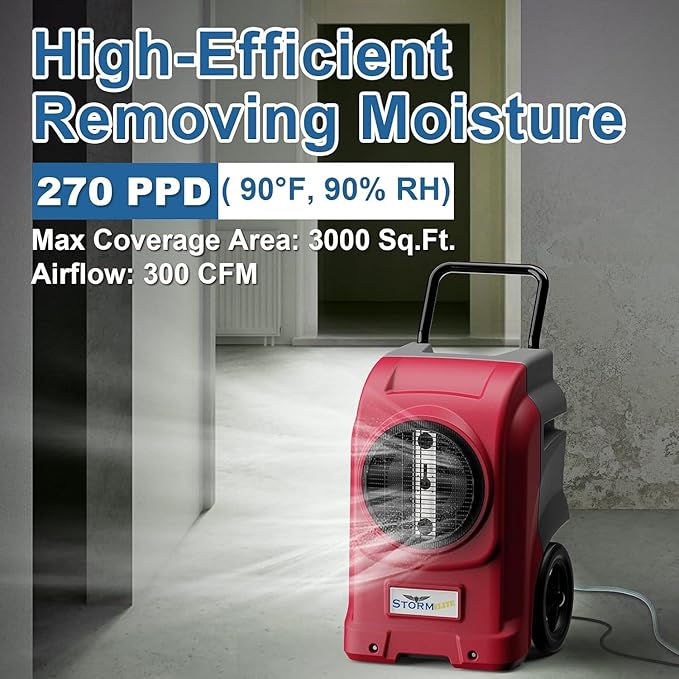 ALORAIR 270 Pints Commercial Dehumidifier with Pump, Whole House Dehumidifiers for Large Room, Industrial Large Dehu with Drain Hose for Basement, Water Damage Restore, Limited 5 Years Warranty - Image 3